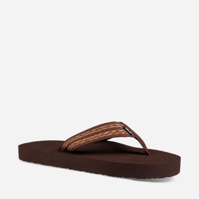 Teva Original Mush - Men's Teva Flip Flops - Stripes Brown | India (NSRD35279)